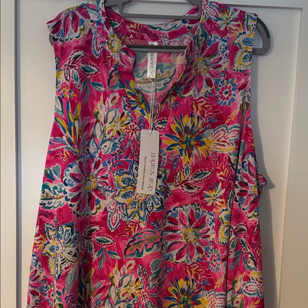 Colorful Floral Sleeveless Blouse